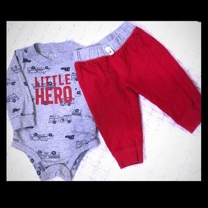 2-Piece Firetruck Bodysuit Pant Set 6 M